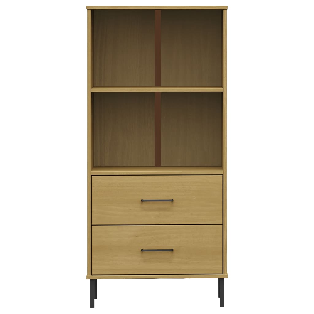 OSLO barna tömör fa könyvszekrény 2 fiókkal 60 x 35 x 128,5 cm