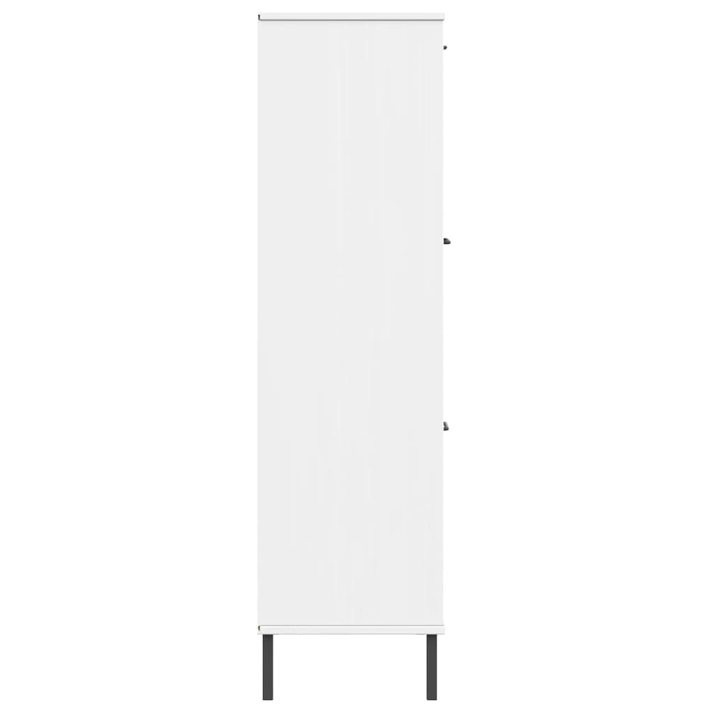 OSLO fehér tömör fa könyvszekrény fém lábakkal 90x35x128,5 cm