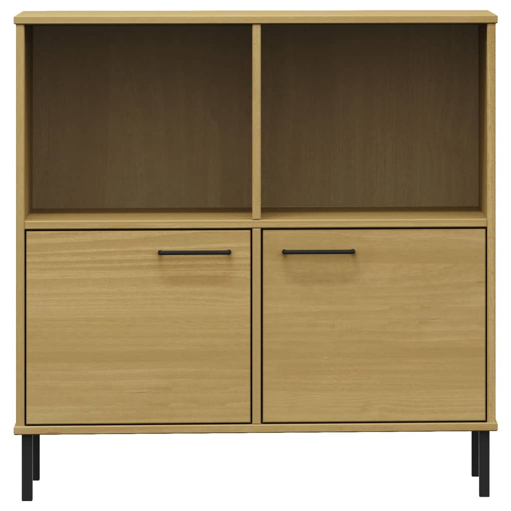 OSLO barna tömör fa könyvszekrény fém lábakkal 90x35x90,5 cm