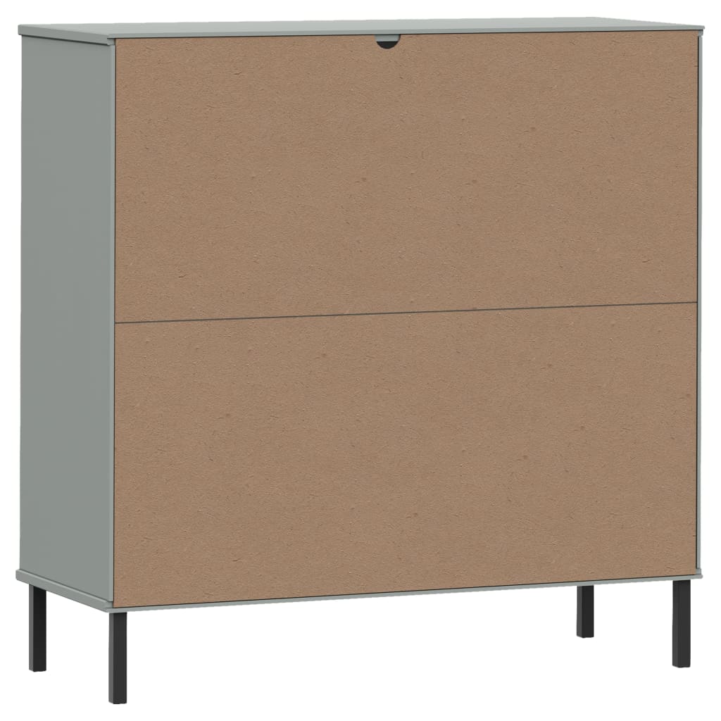 OSLO szürke tömör fa könyvszekrény fém lábakkal 90x35x90,5 cm