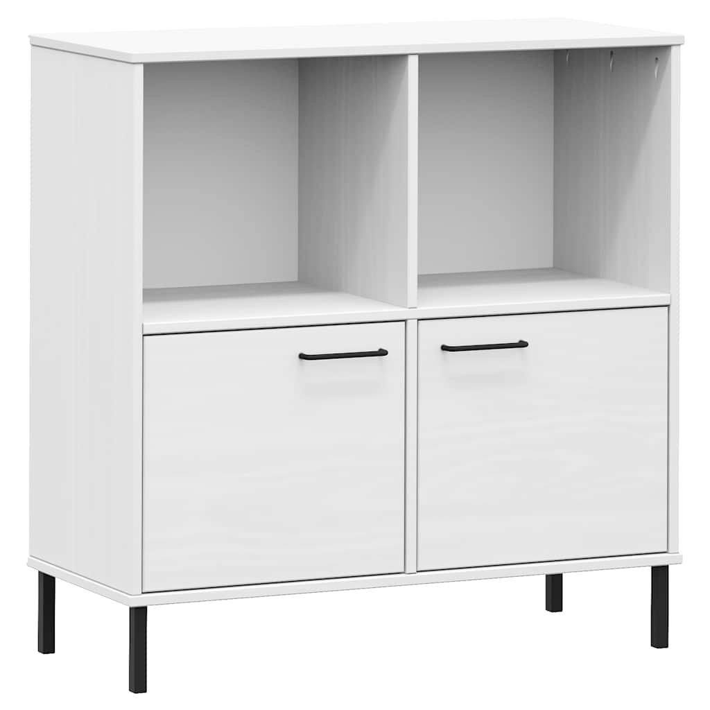 OSLO fehér tömör fa könyvszekrény fém lábakkal 90x35x90,5 cm