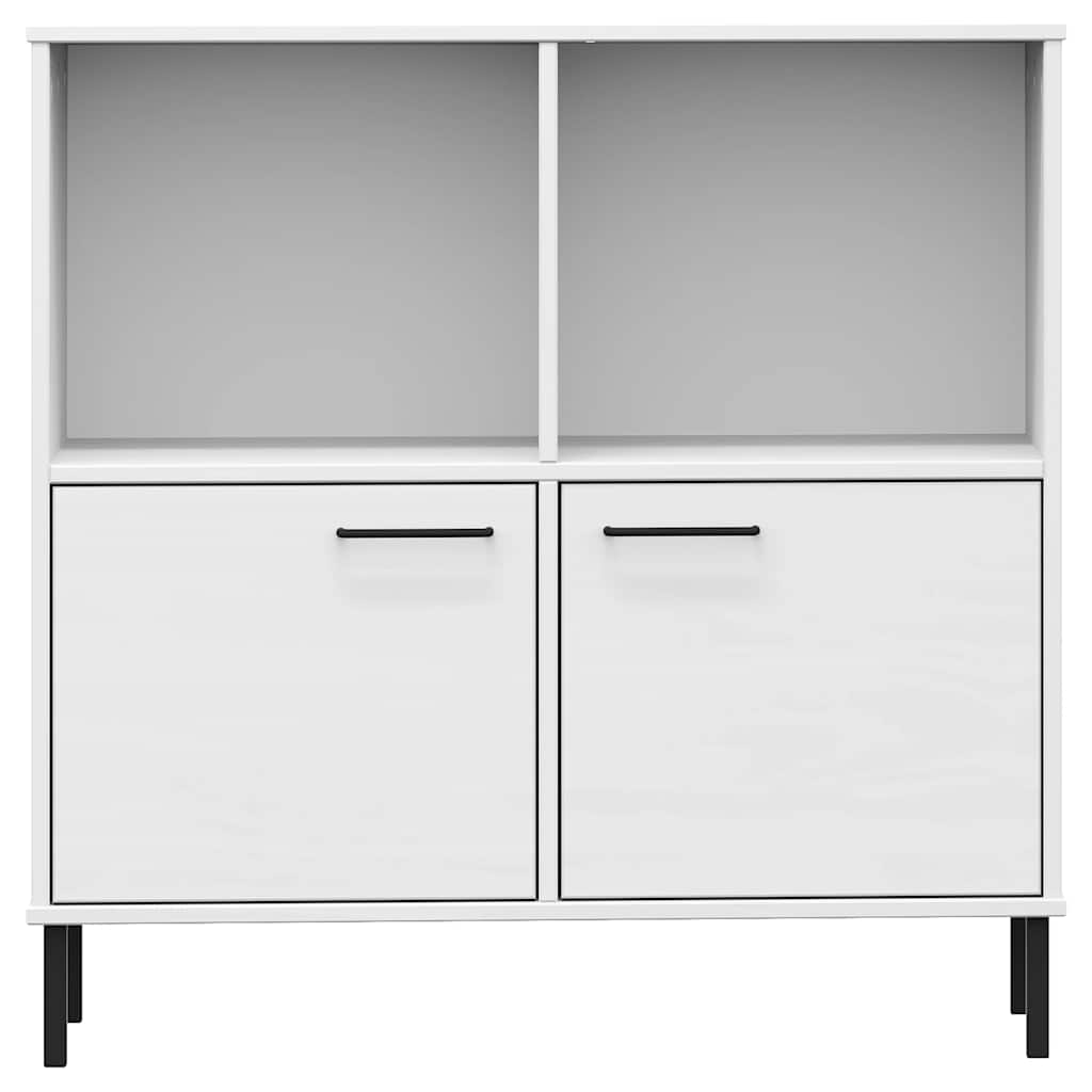 OSLO fehér tömör fa könyvszekrény fém lábakkal 90x35x90,5 cm
