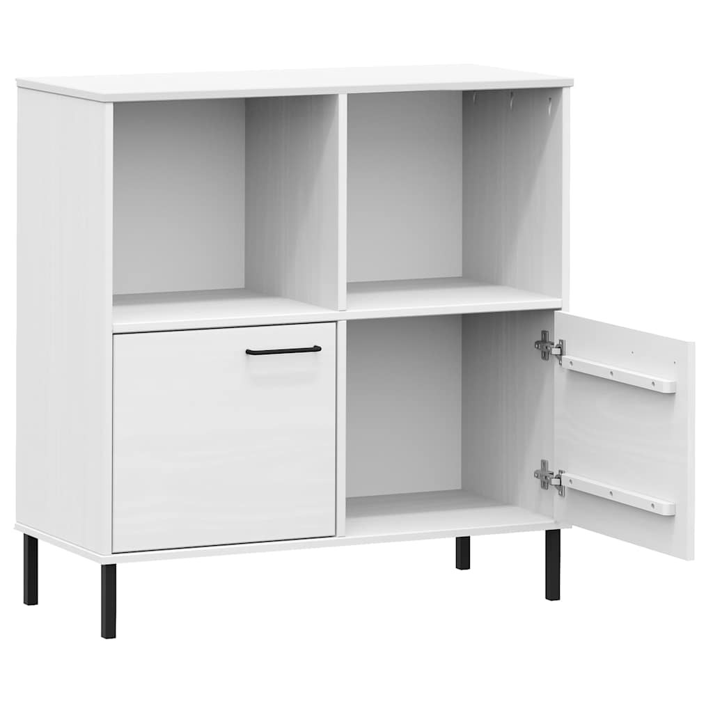 OSLO fehér tömör fa könyvszekrény fém lábakkal 90x35x90,5 cm