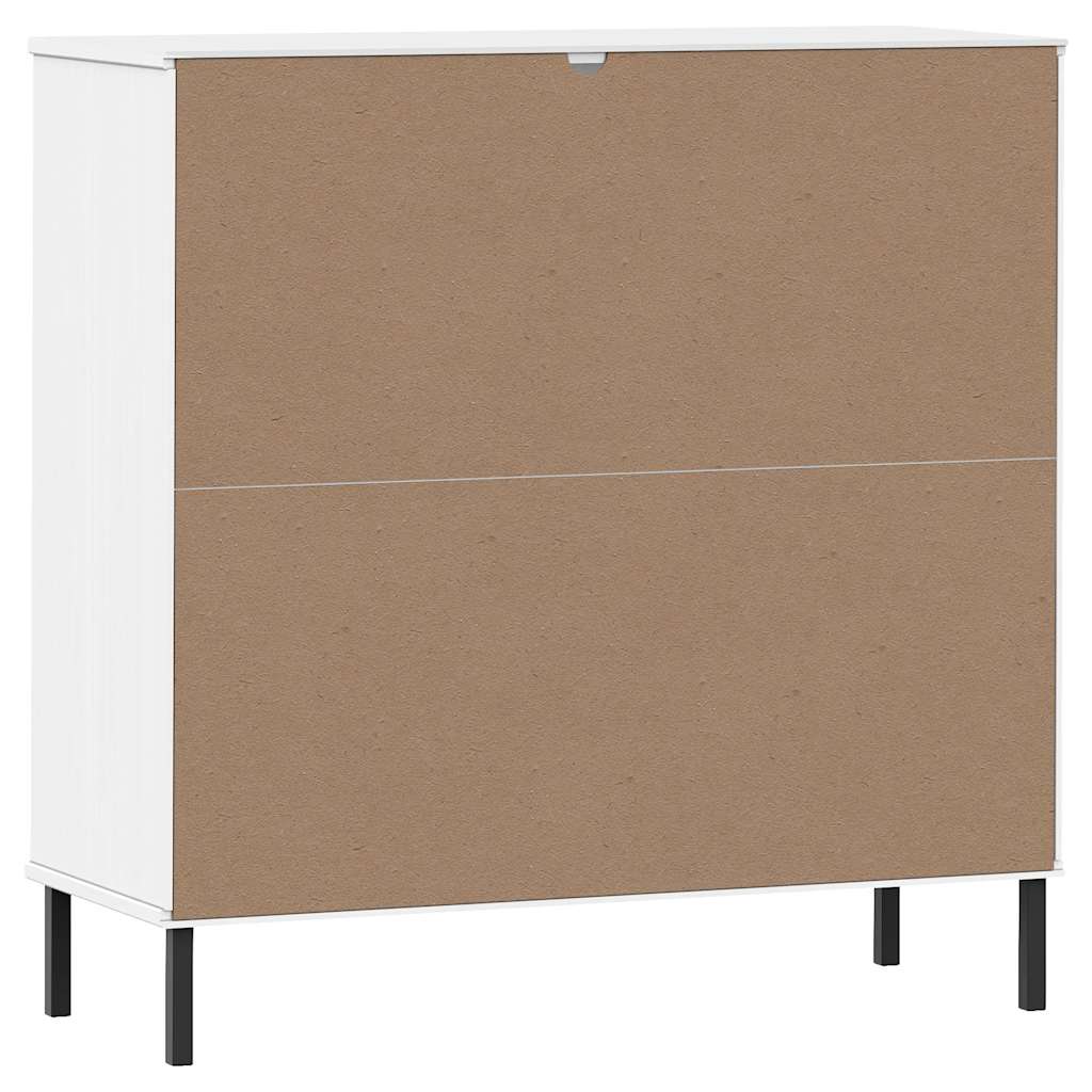 OSLO fehér tömör fa könyvszekrény fém lábakkal 90x35x90,5 cm