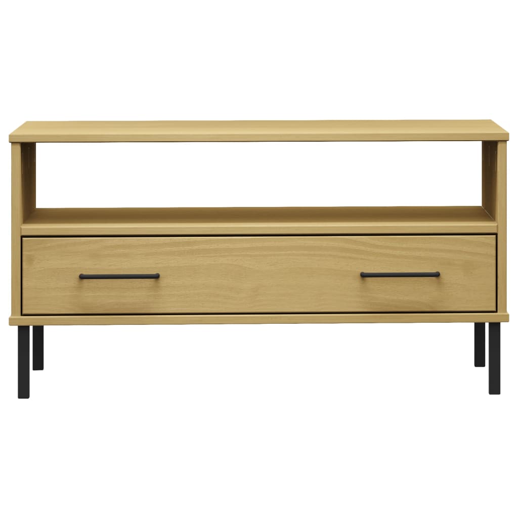 OSLO barna tömör fa dohányzóasztal fém lábakkal 85x50x45cm