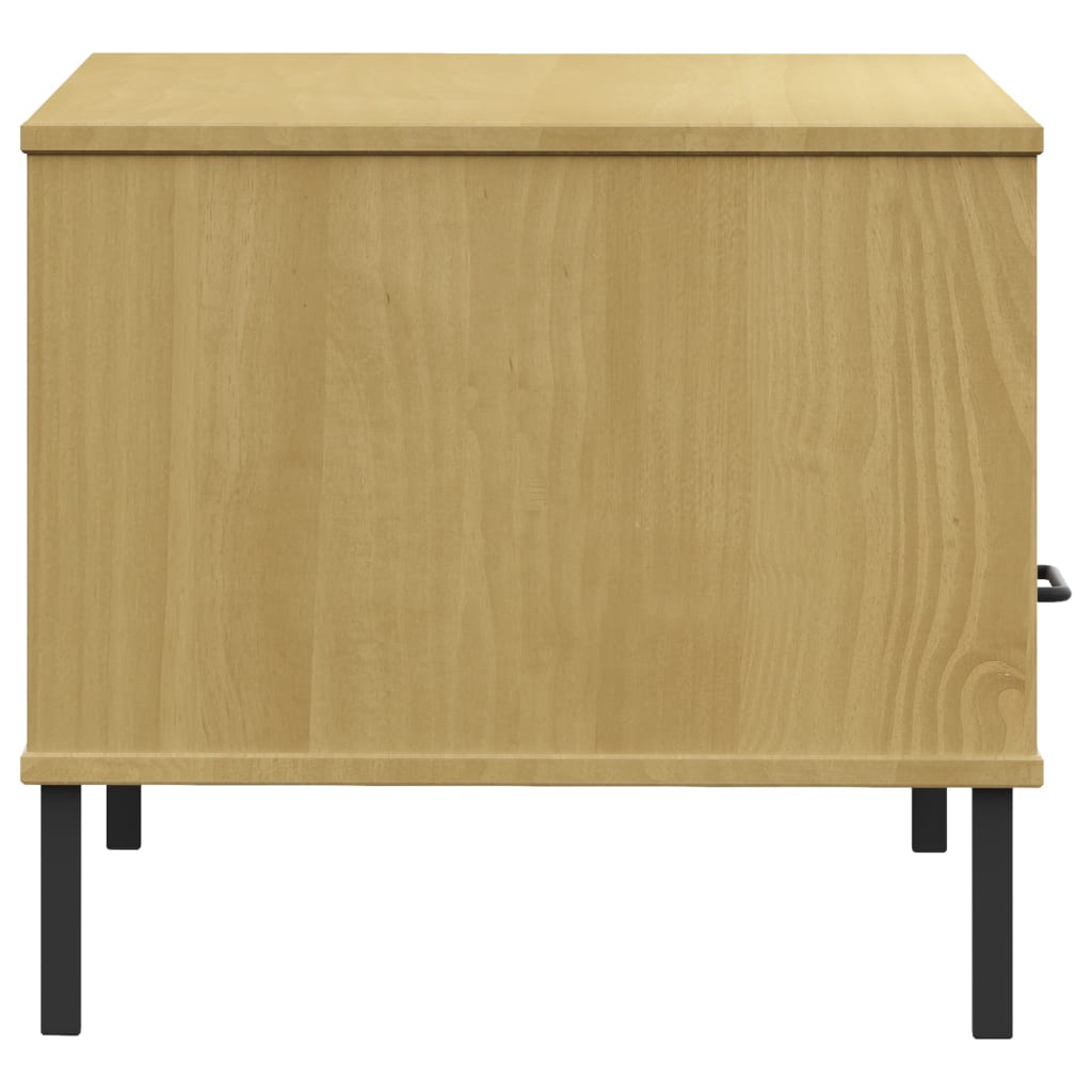 OSLO barna tömör fa dohányzóasztal fém lábakkal 85x50x45cm