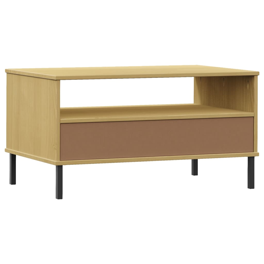 OSLO barna tömör fa dohányzóasztal fém lábakkal 85x50x45cm