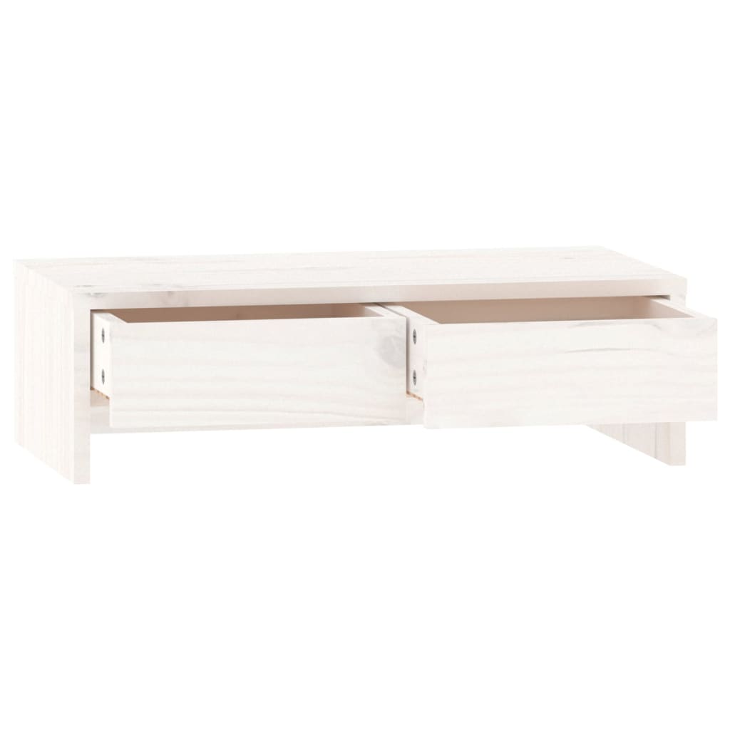 fehér tömör fenyőfa monitorállvány 50x27x15 cm