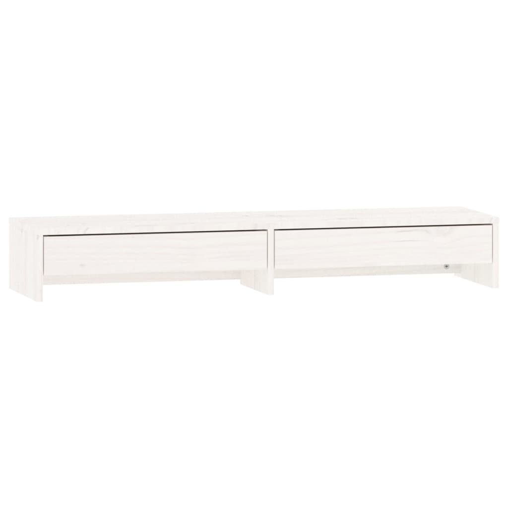 fehér tömör fenyőfa monitorállvány 100x27x15 cm