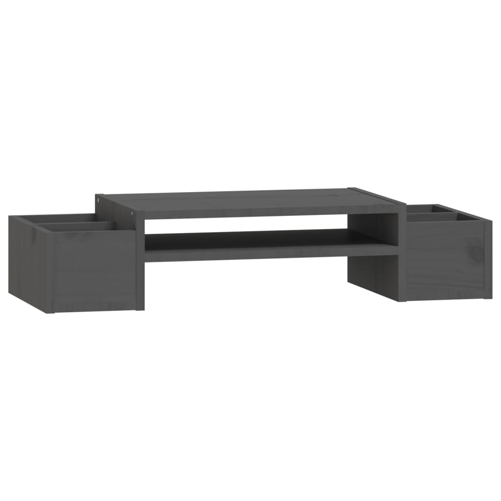 szürke tömör fenyőfa monitorállvány 70x27,5x15 cm