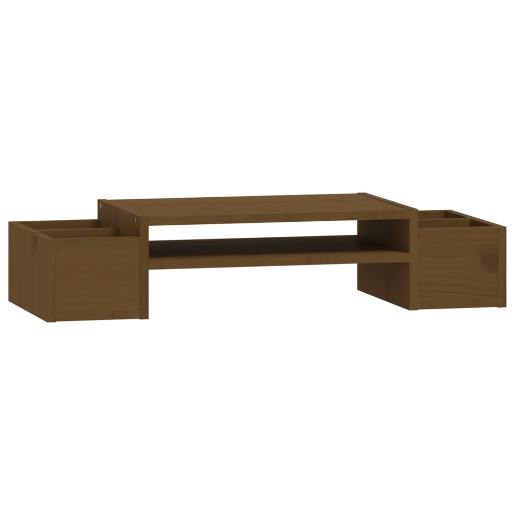 mézbarna tömör fenyőfa monitorállvány 70 x 27,5 x 15 cm