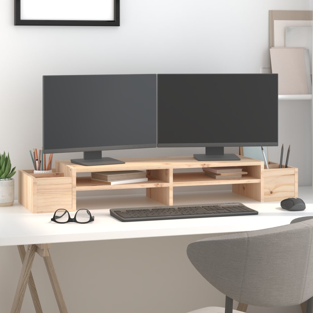 tömör fenyőfa monitorállvány 100 x 27,5 x 15 cm