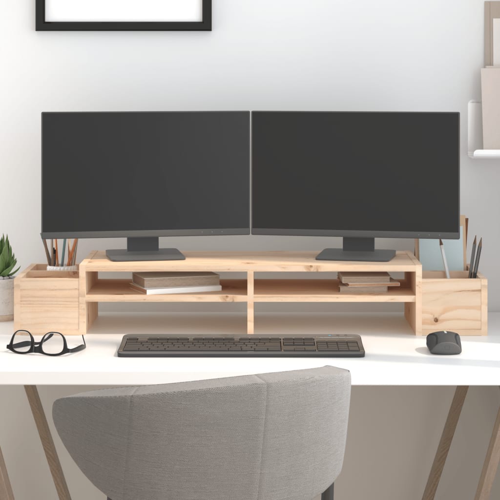 tömör fenyőfa monitorállvány 100 x 27,5 x 15 cm