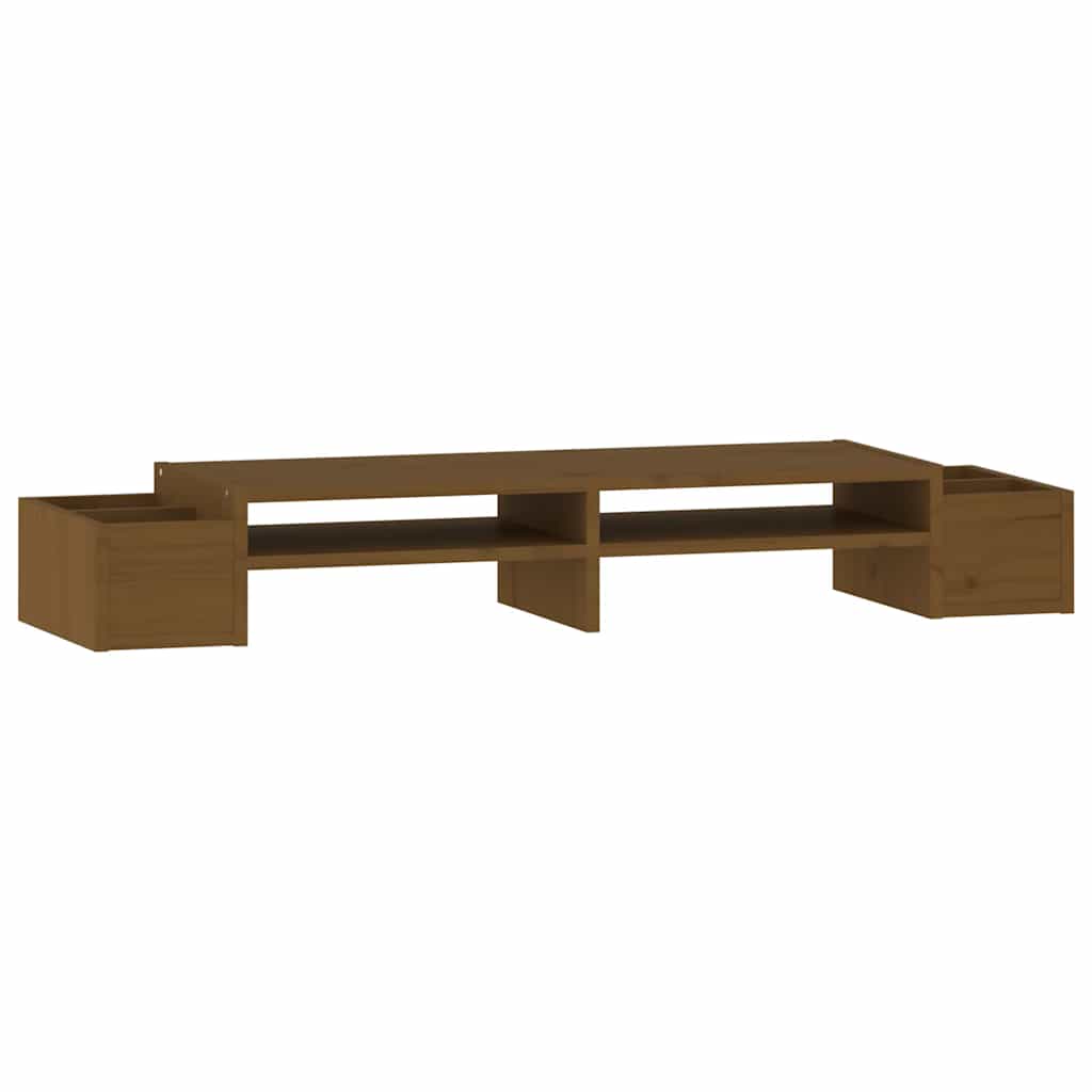 mézbarna tömör fenyőfa monitorállvány 100x27,5x15 cm