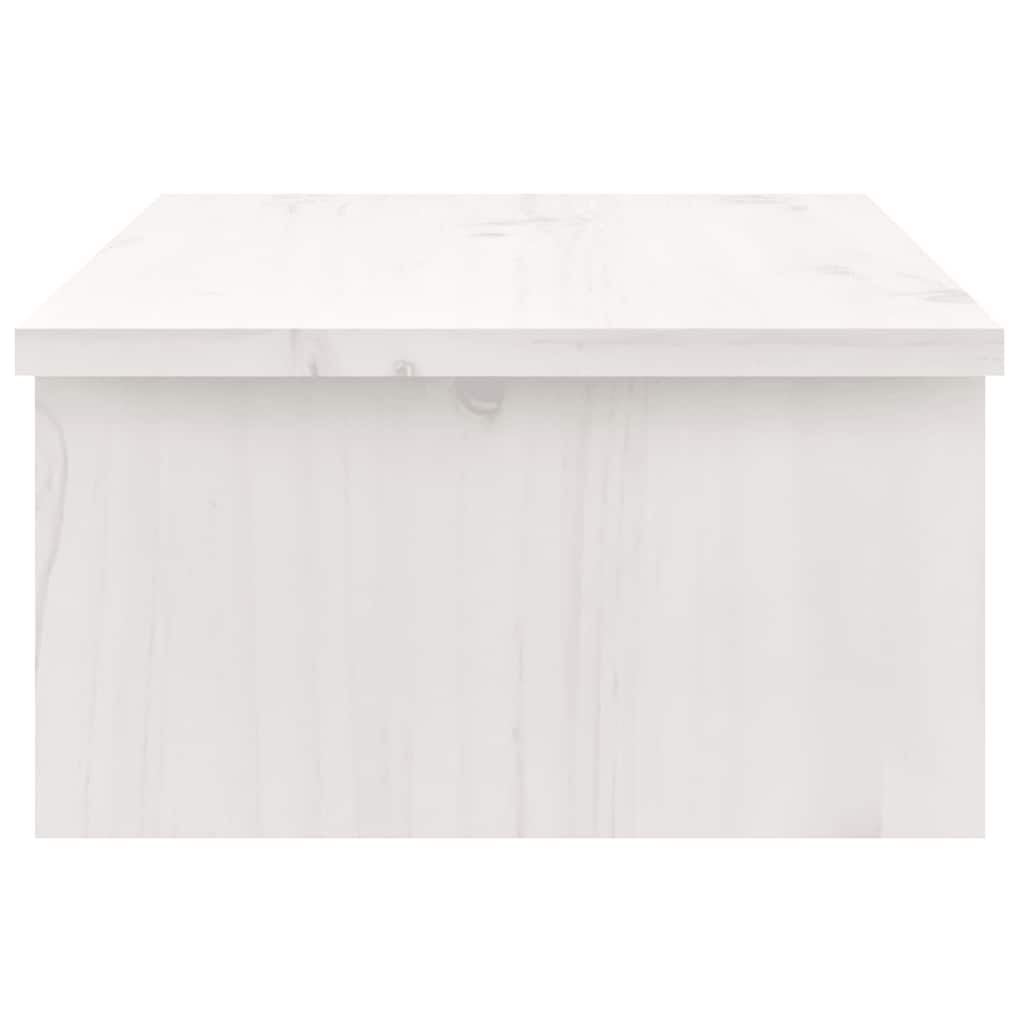 fehér tömör fenyőfa monitorállvány 50x27x15 cm