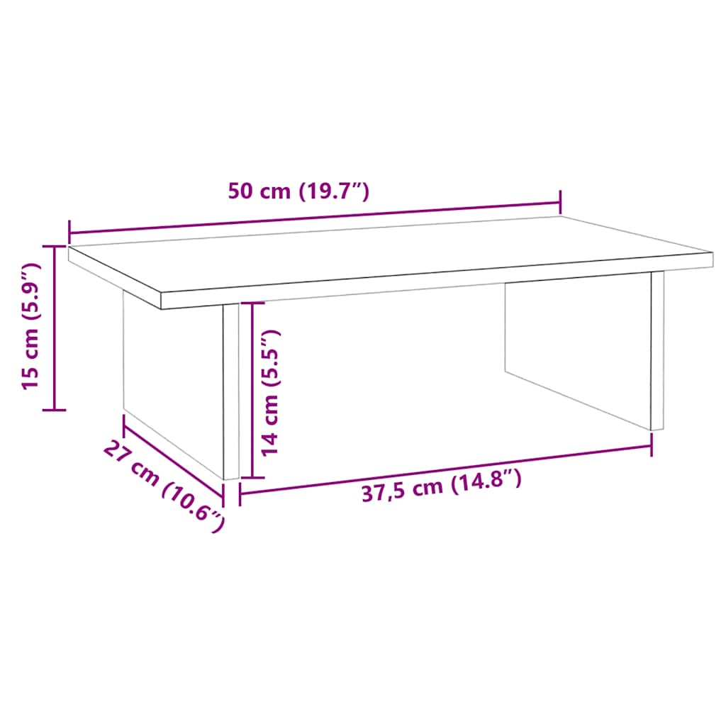 fehér tömör fenyőfa monitorállvány 50x27x15 cm