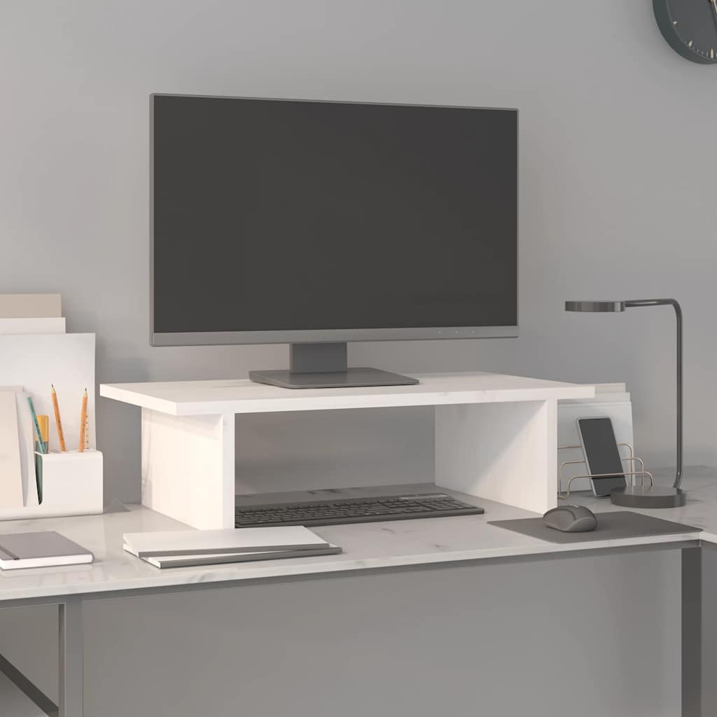 fehér tömör fenyőfa monitorállvány 50x27x15 cm