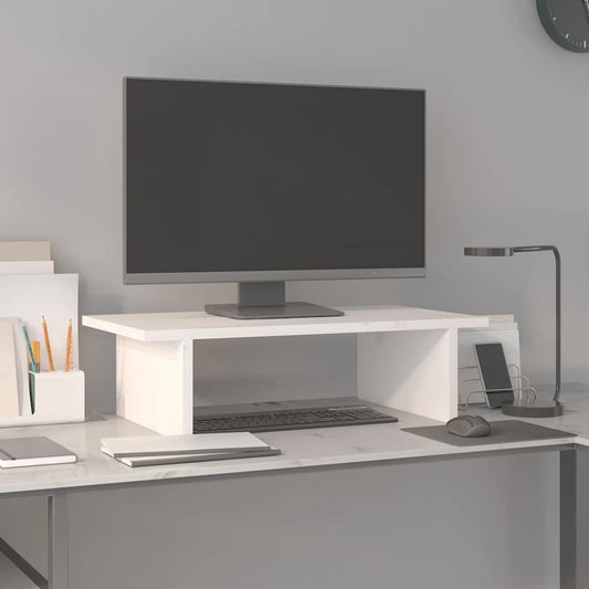 fehér tömör fenyőfa monitorállvány 50x27x15 cm