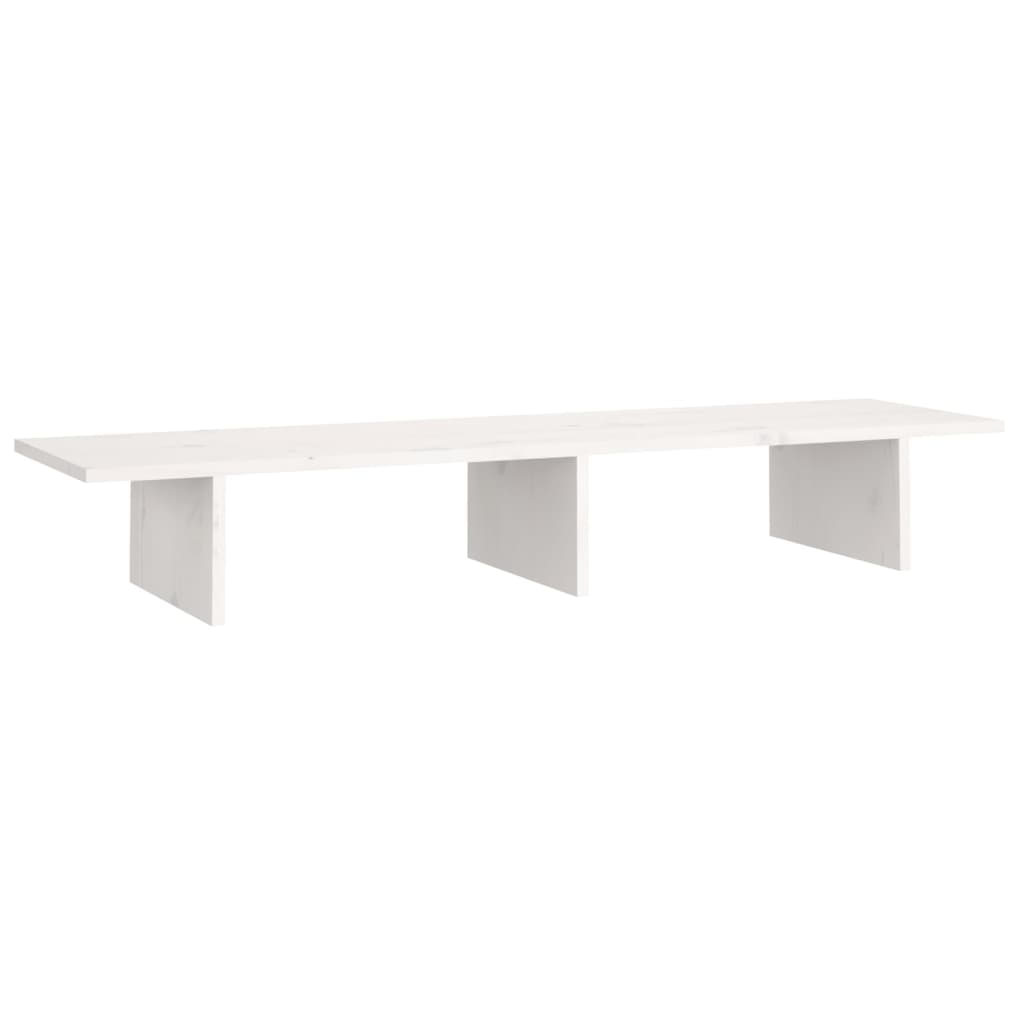 fehér tömör fenyőfa monitorállvány 100x27x15 cm