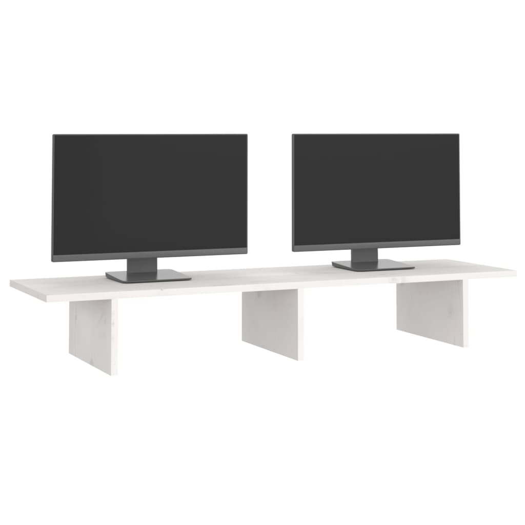 fehér tömör fenyőfa monitorállvány 100x27x15 cm