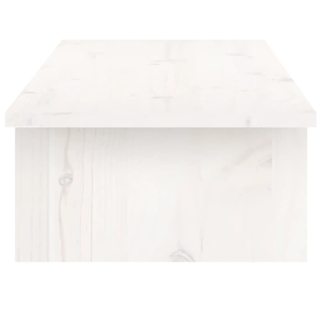 fehér tömör fenyőfa monitorállvány 100x27x15 cm