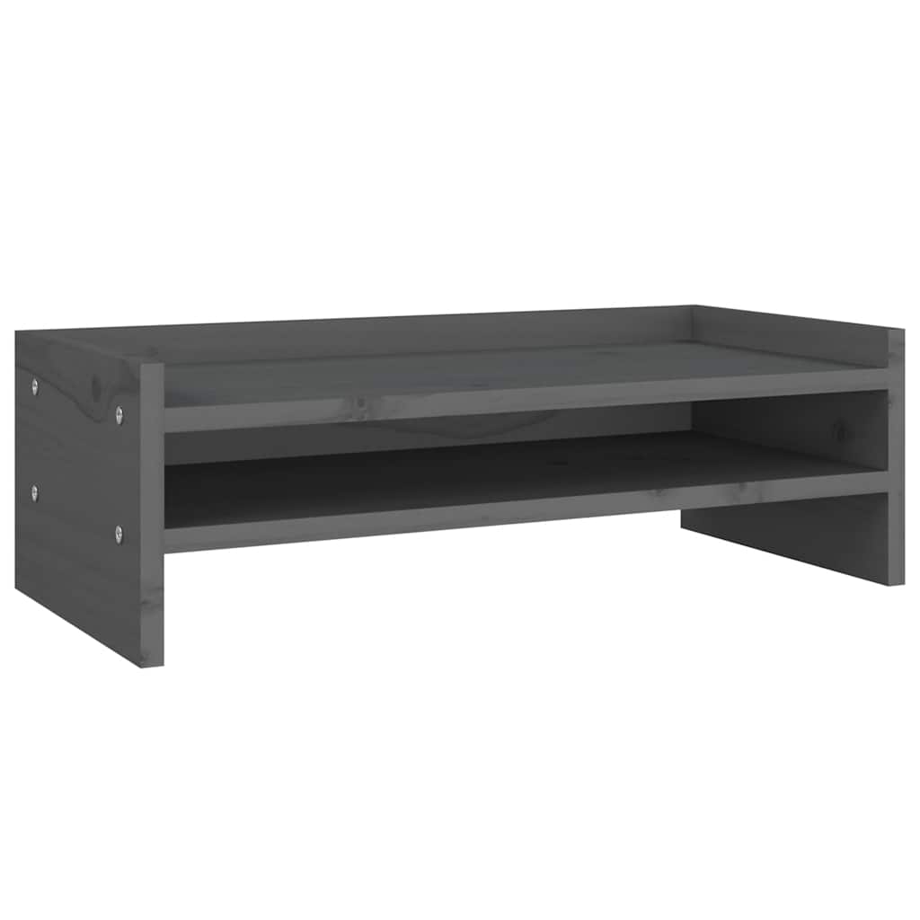 szürke tömör fenyőfa monitorállvány 50x24x16 cm