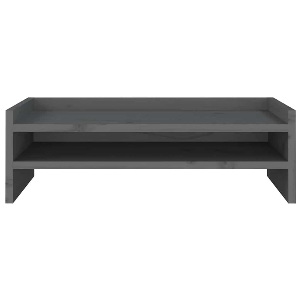 szürke tömör fenyőfa monitorállvány 50x24x16 cm