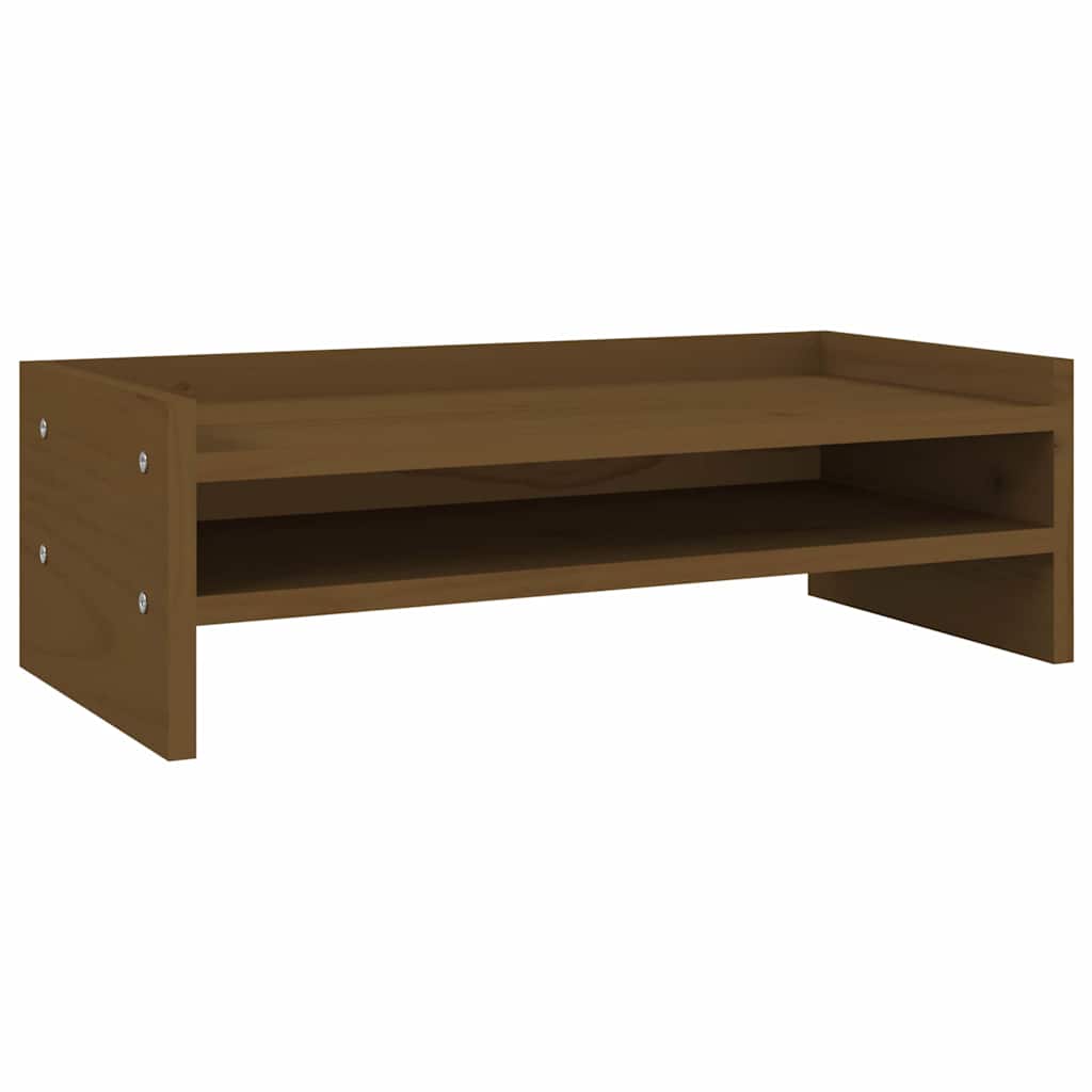 mézbarna tömör fenyőfa monitorállvány 50x24x16 cm