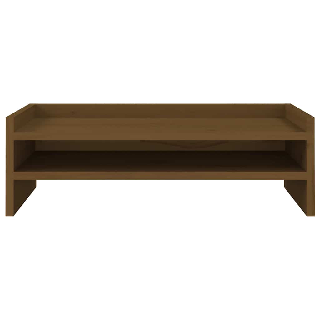 mézbarna tömör fenyőfa monitorállvány 50x24x16 cm