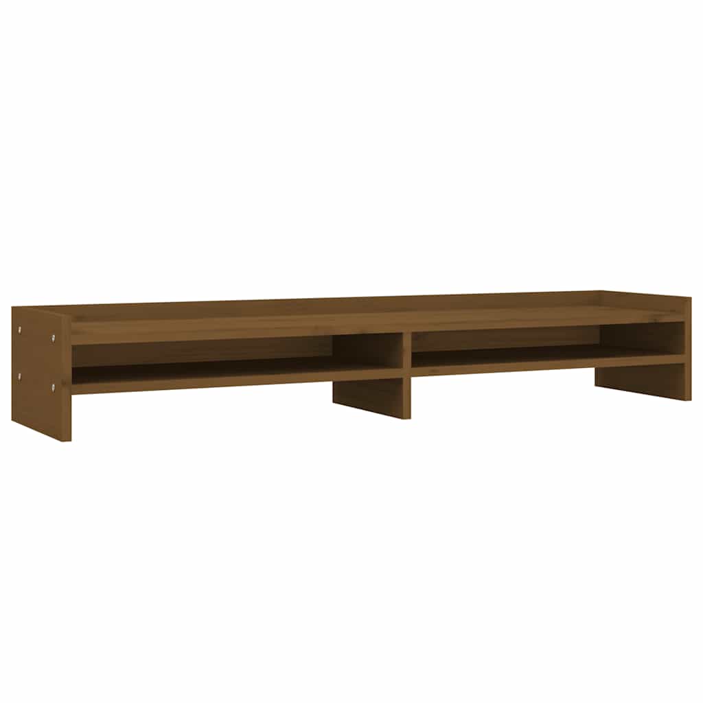 mézbarna tömör fenyőfa monitorállvány 100x24x16 cm