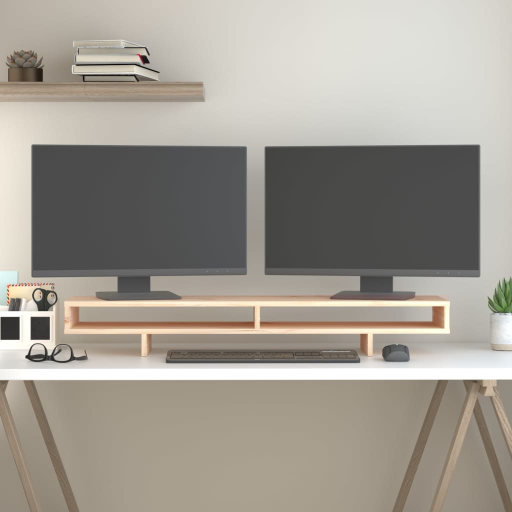 tömör fenyőfa monitorállvány 100x27x14 cm