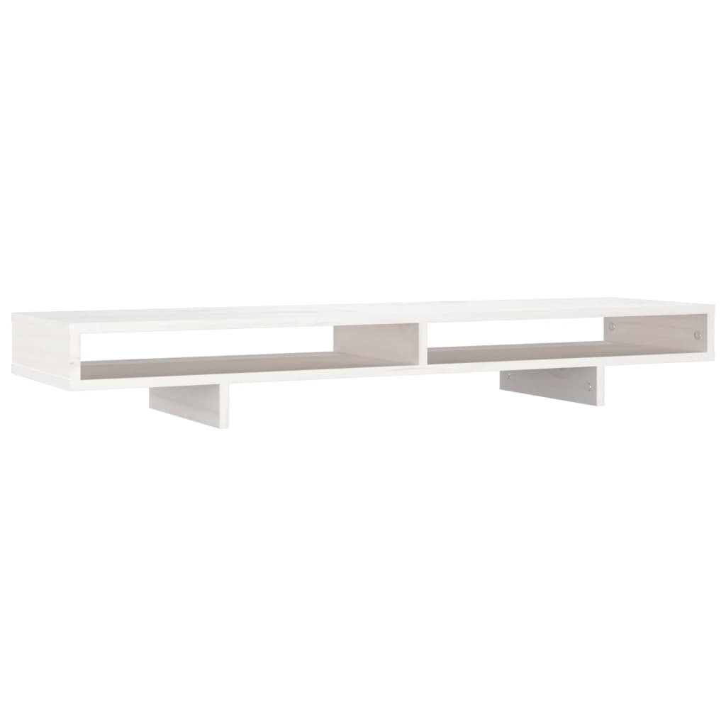 fehér tömör fenyőfa monitorállvány 100x27x14 cm