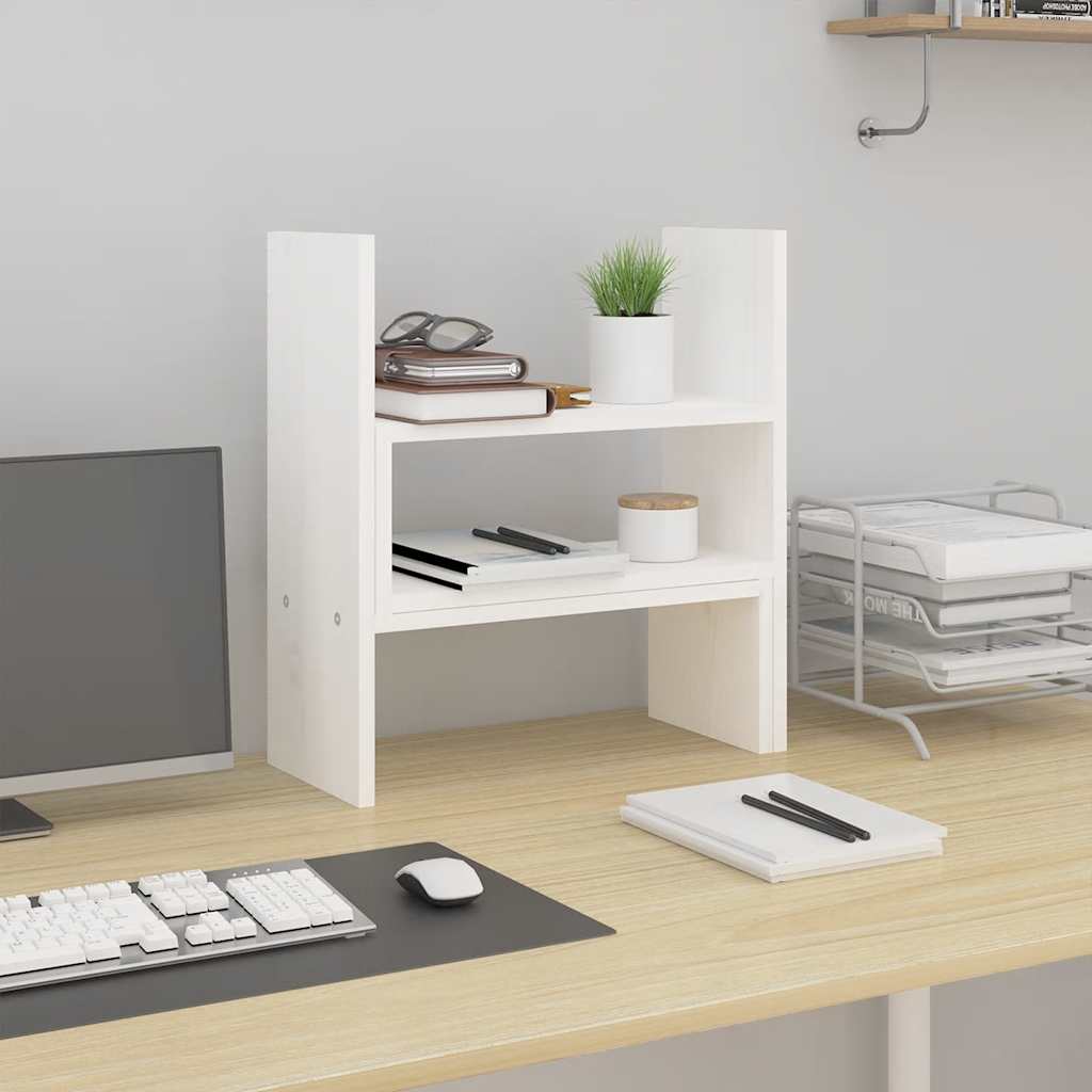 fehér tömör fenyőfa monitorállvány (39-72) x 17 x 43 cm