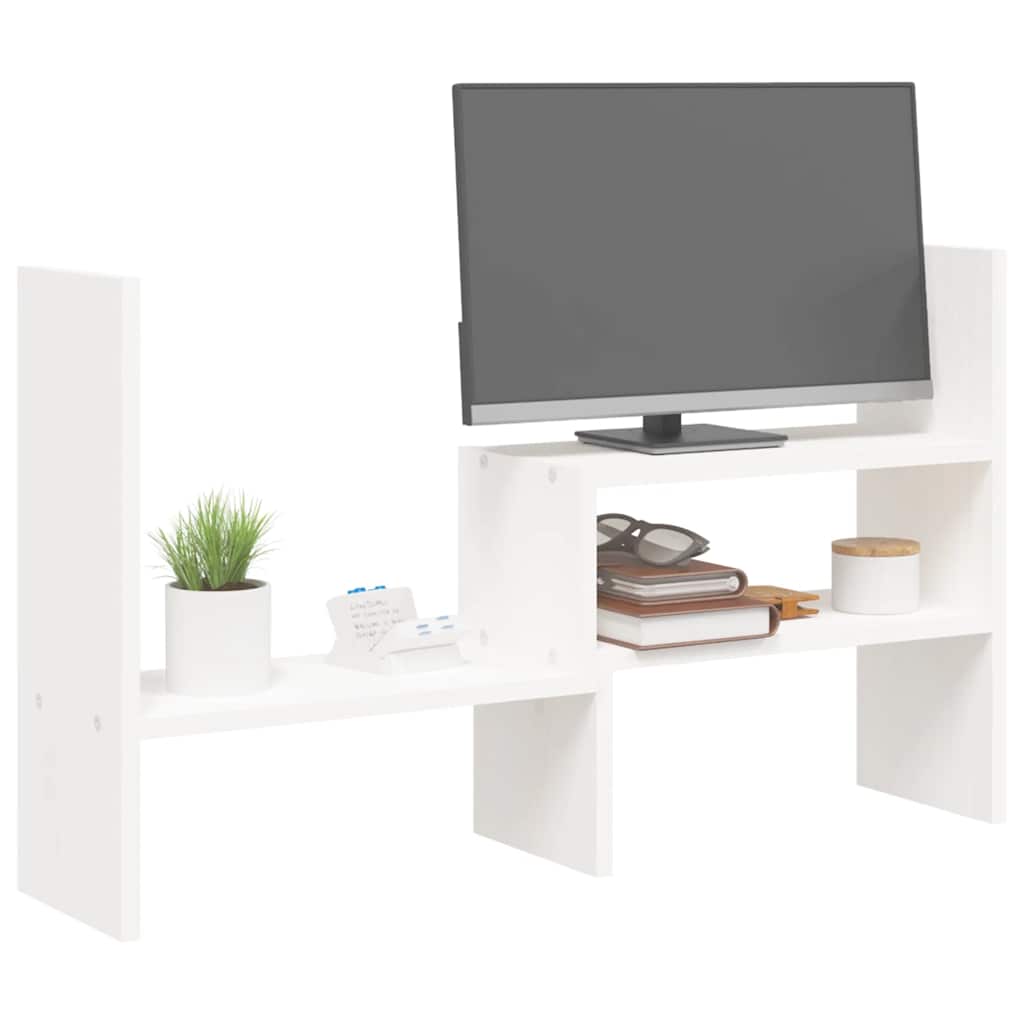 fehér tömör fenyőfa monitorállvány (39-72) x 17 x 43 cm