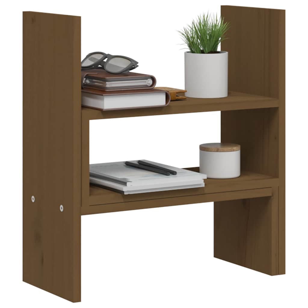 mézbarna tömör fenyőfa monitorállvány (39-72) x 17 x 43 cm