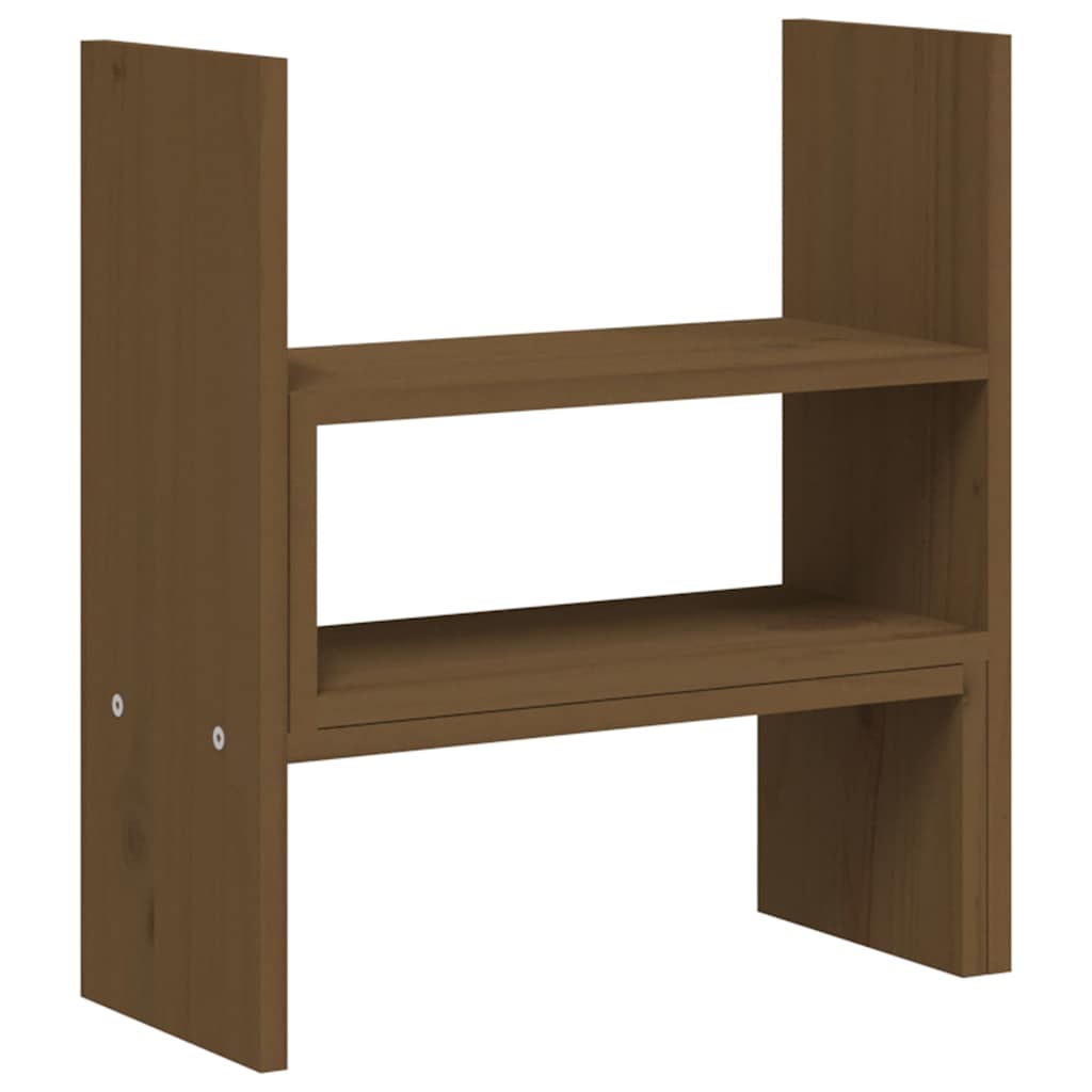 mézbarna tömör fenyőfa monitorállvány (39-72) x 17 x 43 cm