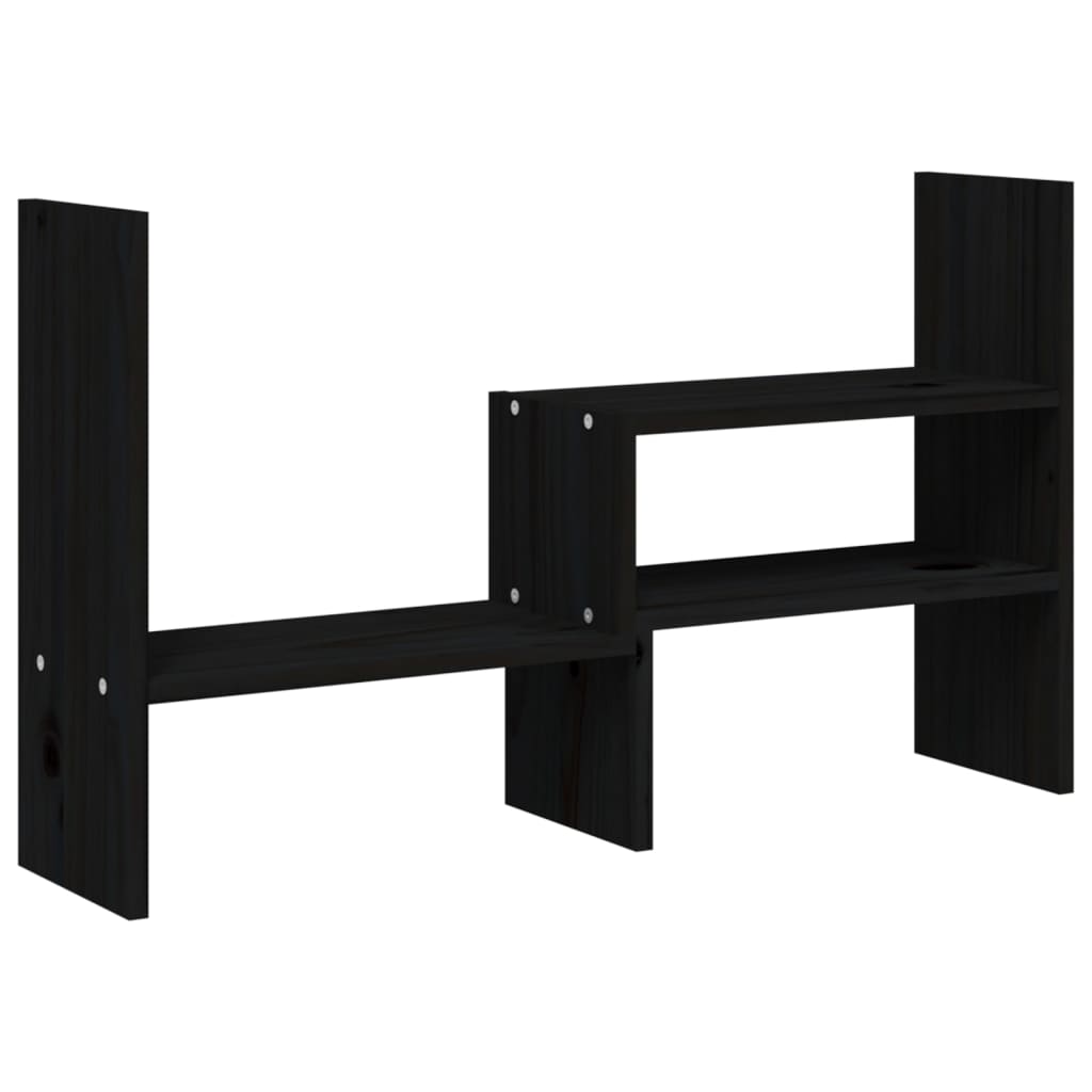 fekete tömör fenyőfa monitorállvány (39-72) x 17 x 43 cm