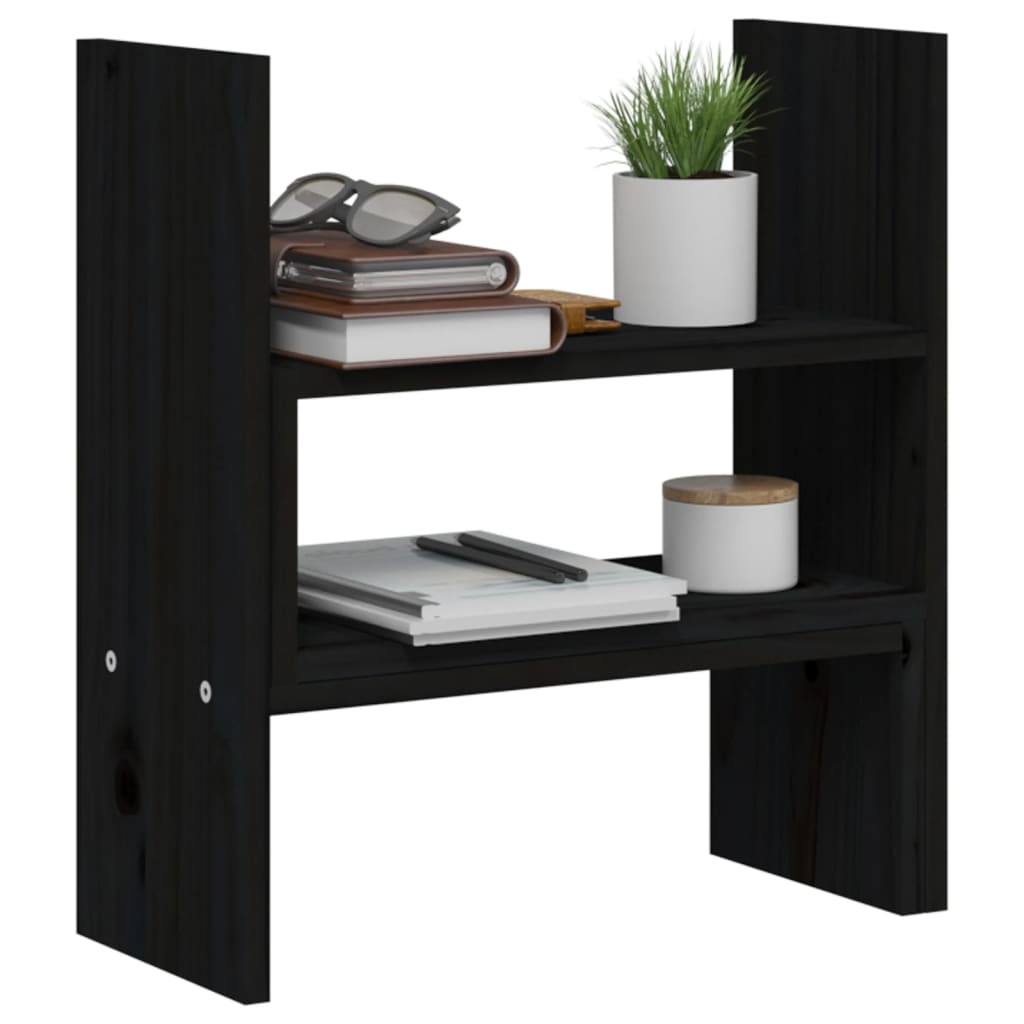 fekete tömör fenyőfa monitorállvány (39-72) x 17 x 43 cm