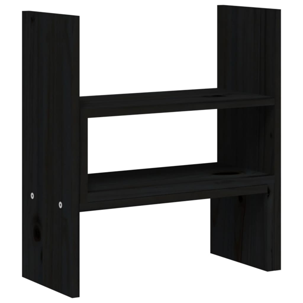 fekete tömör fenyőfa monitorállvány (39-72) x 17 x 43 cm