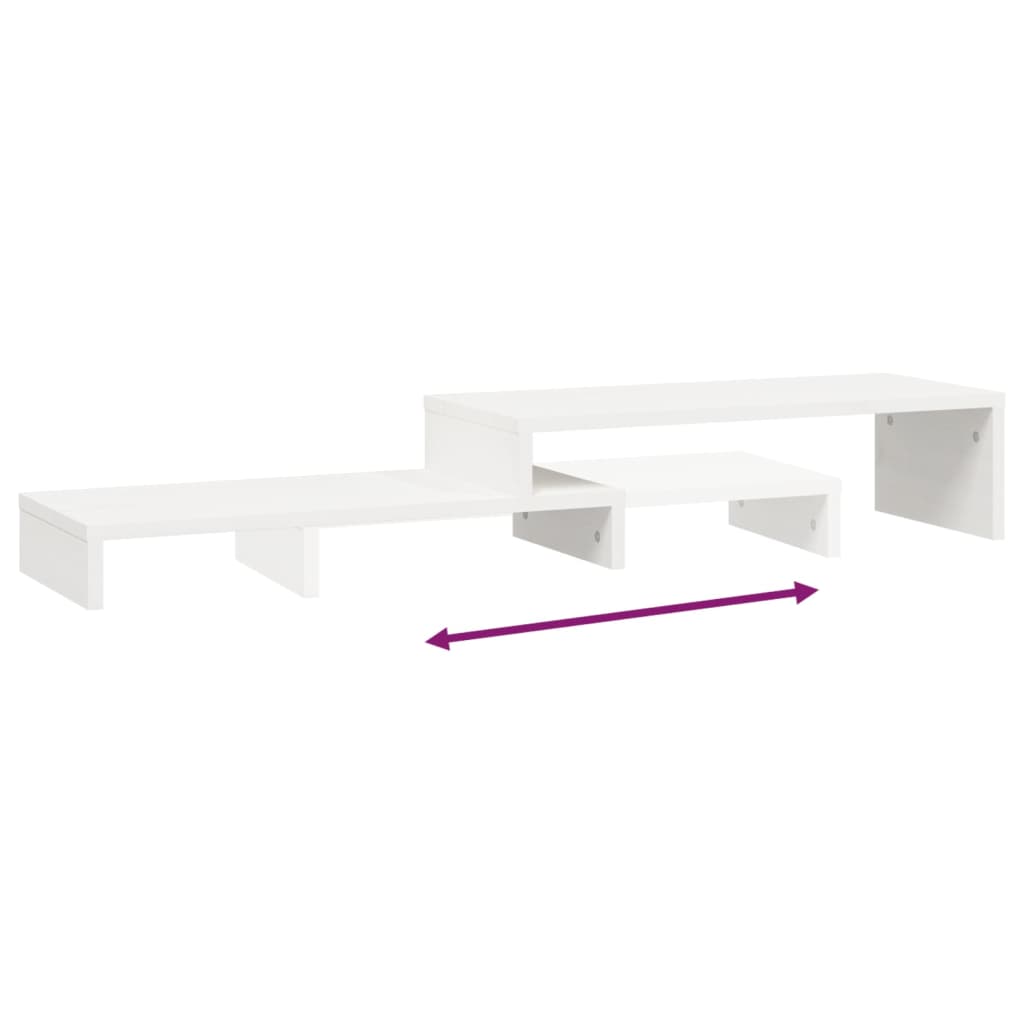 fehér tömör fenyőfa monitorállvány (52-101) x 22 x 14 cm