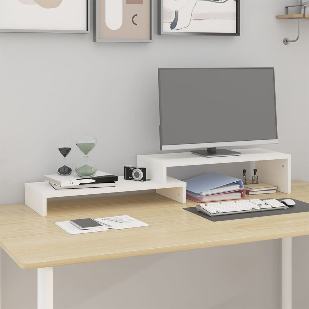 fehér tömör fenyőfa monitorállvány (52-101) x 22 x 14 cm