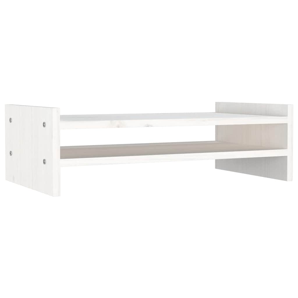 fehér tömör fenyőfa monitorállvány 50x27x15 cm