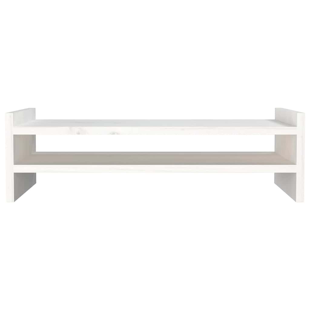 fehér tömör fenyőfa monitorállvány 50x27x15 cm