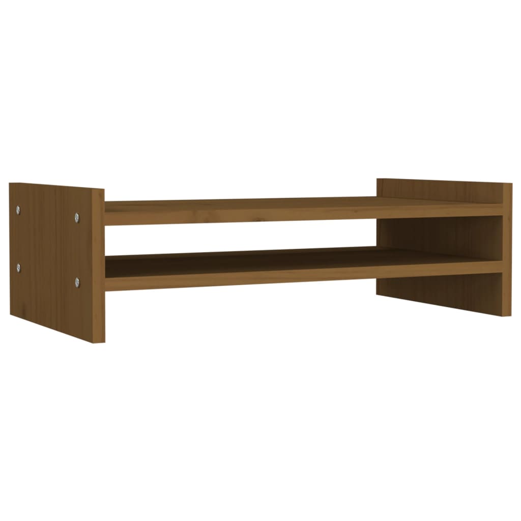 mézbarna tömör fenyőfa monitorállvány 50x27x15 cm