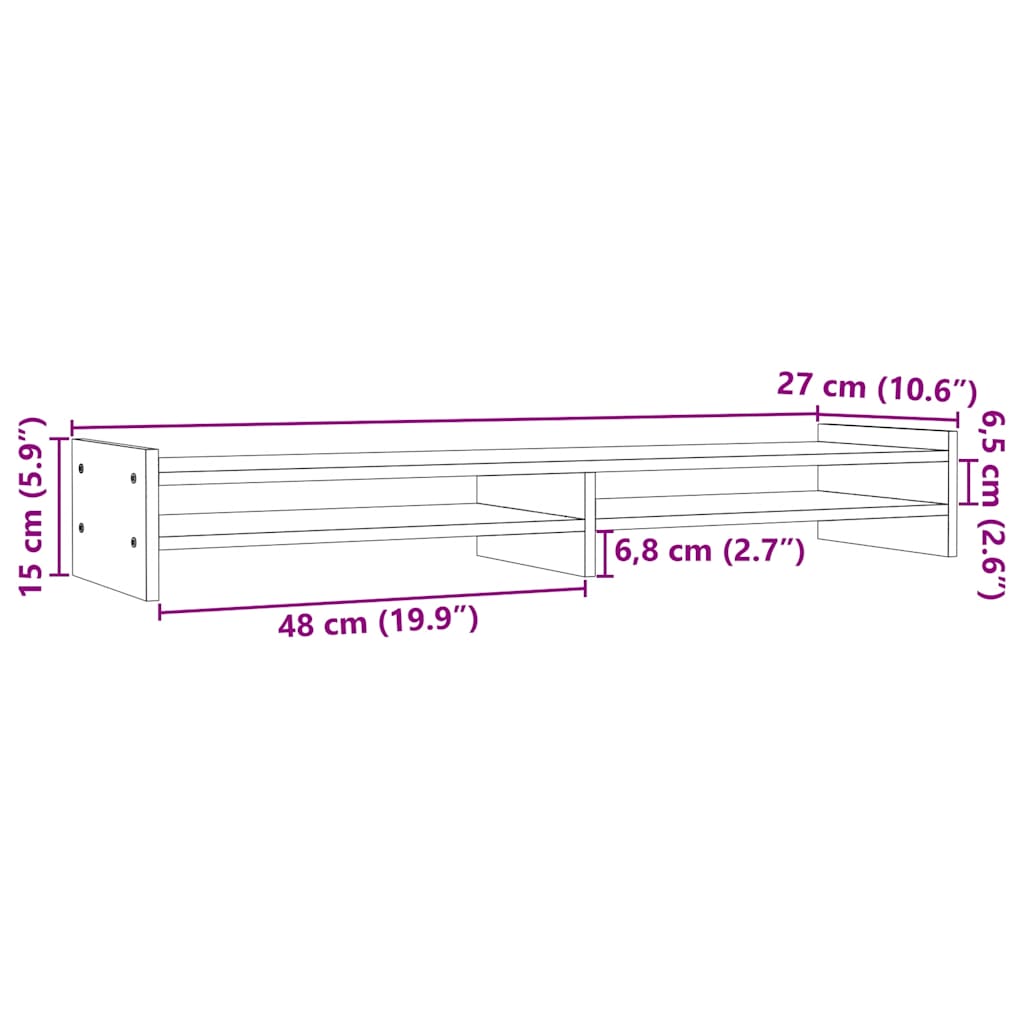 fehér tömör fenyőfa monitorállvány 100x27x15 cm