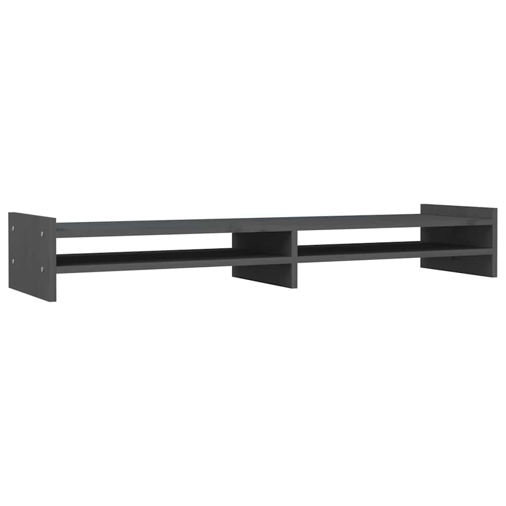szürke tömör fenyőfa monitorállvány 100 x 27 x 15 cm