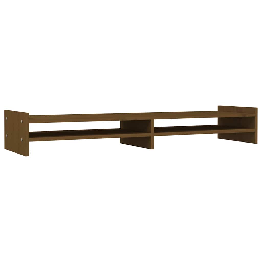 mézbarna tömör fenyőfa monitorállvány 100x27x15 cm