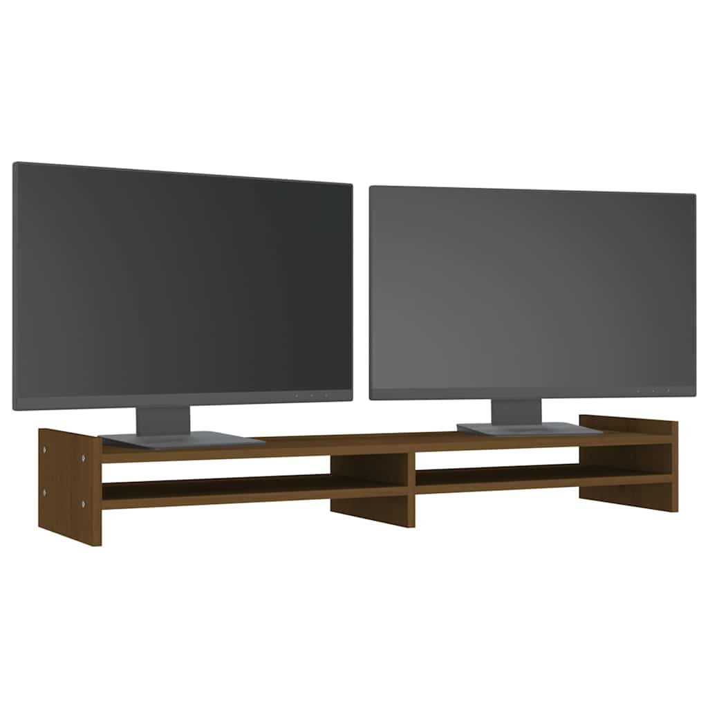 mézbarna tömör fenyőfa monitorállvány 100x27x15 cm