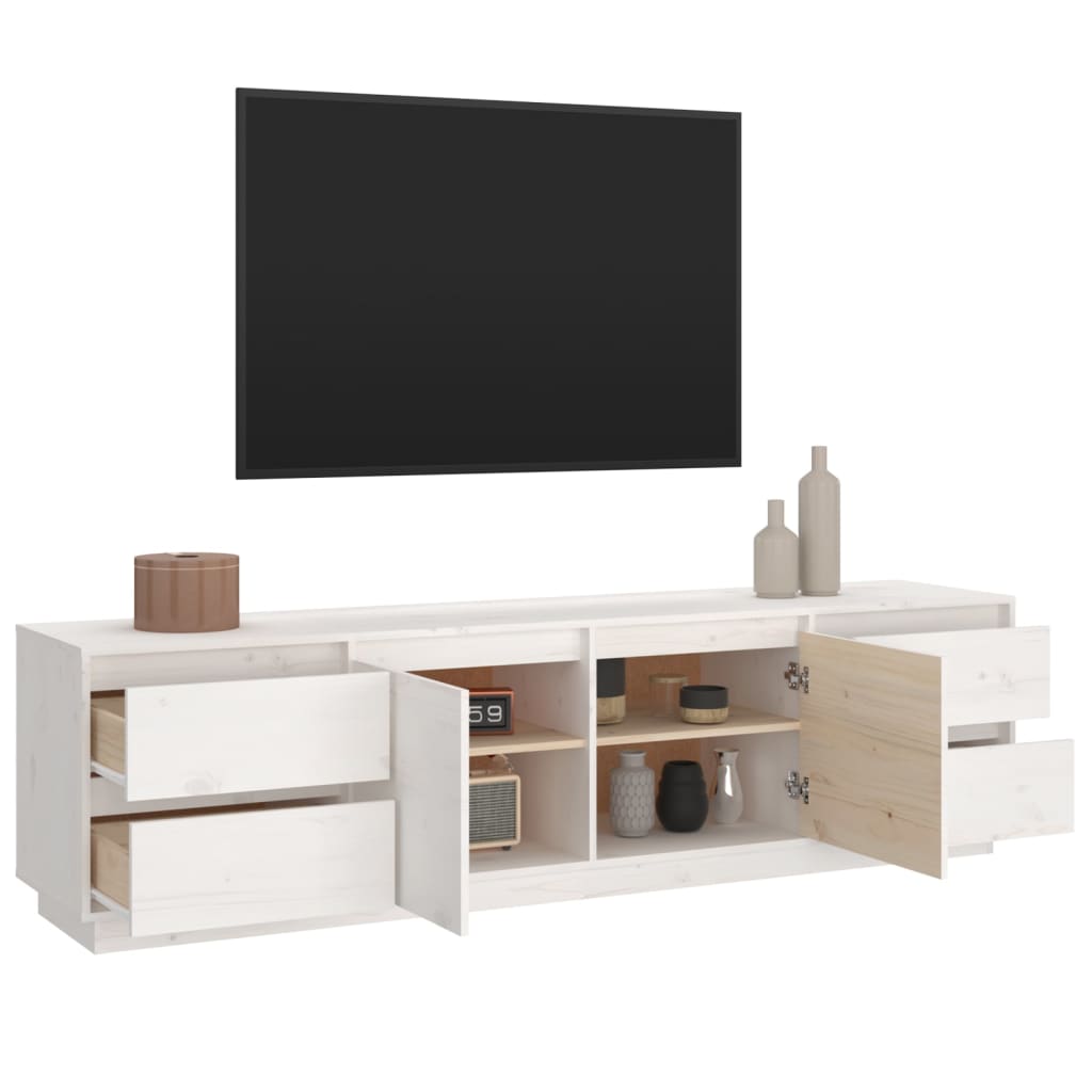 fehér tömör fenyőfa TV-szekrény 176 x 37 x 47,5 cm