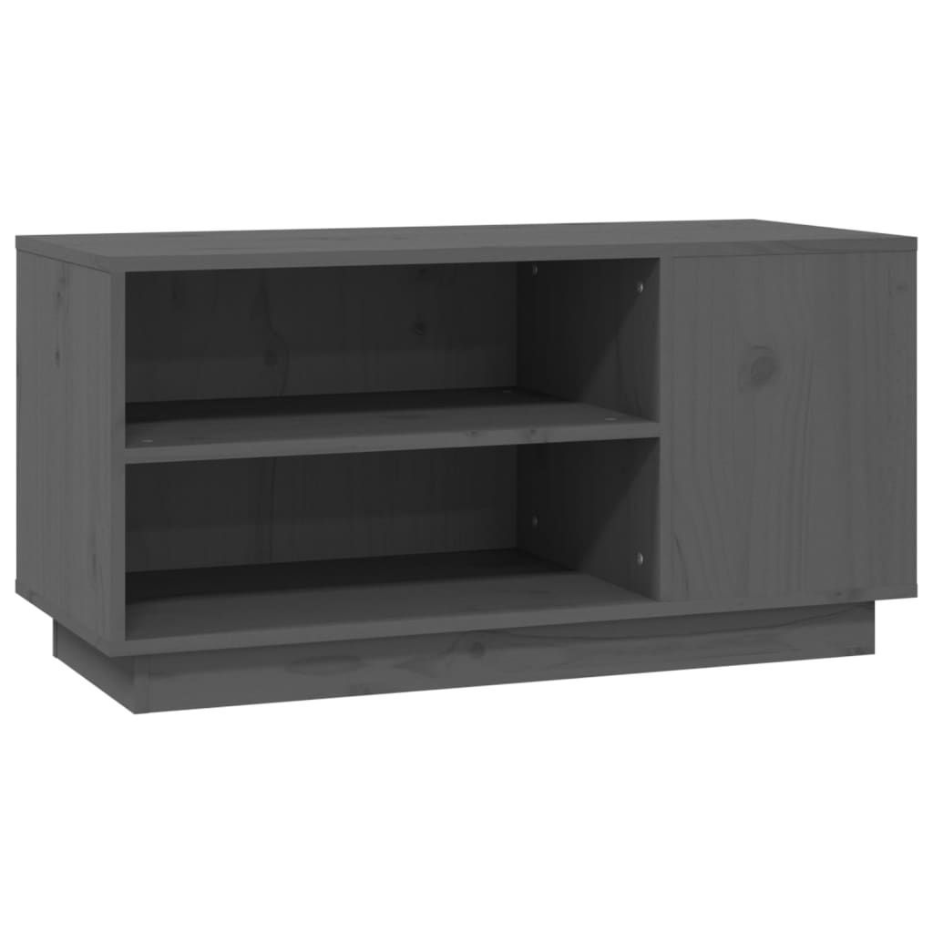 szürke tömör fenyőfa TV-szekrény 80 x 35 x 40,5 cm